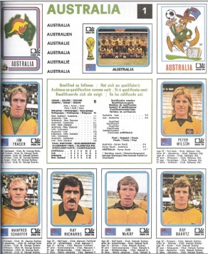 Seleção da Austrália com apenas nove cromos em 1974